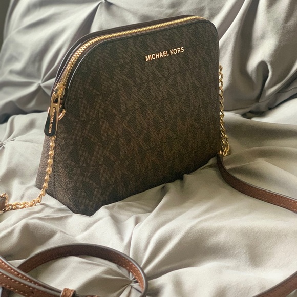 Michael Kors Handbags - Cindy Dome Crossbody Bag MK Signature Brown